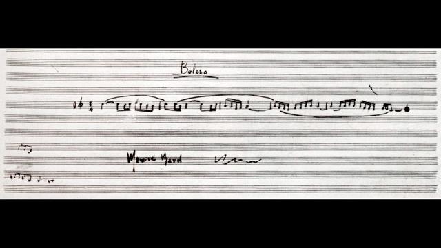 Thème manuscrit du "Boléro" avec la signature de Maurice Ravel. [DP]