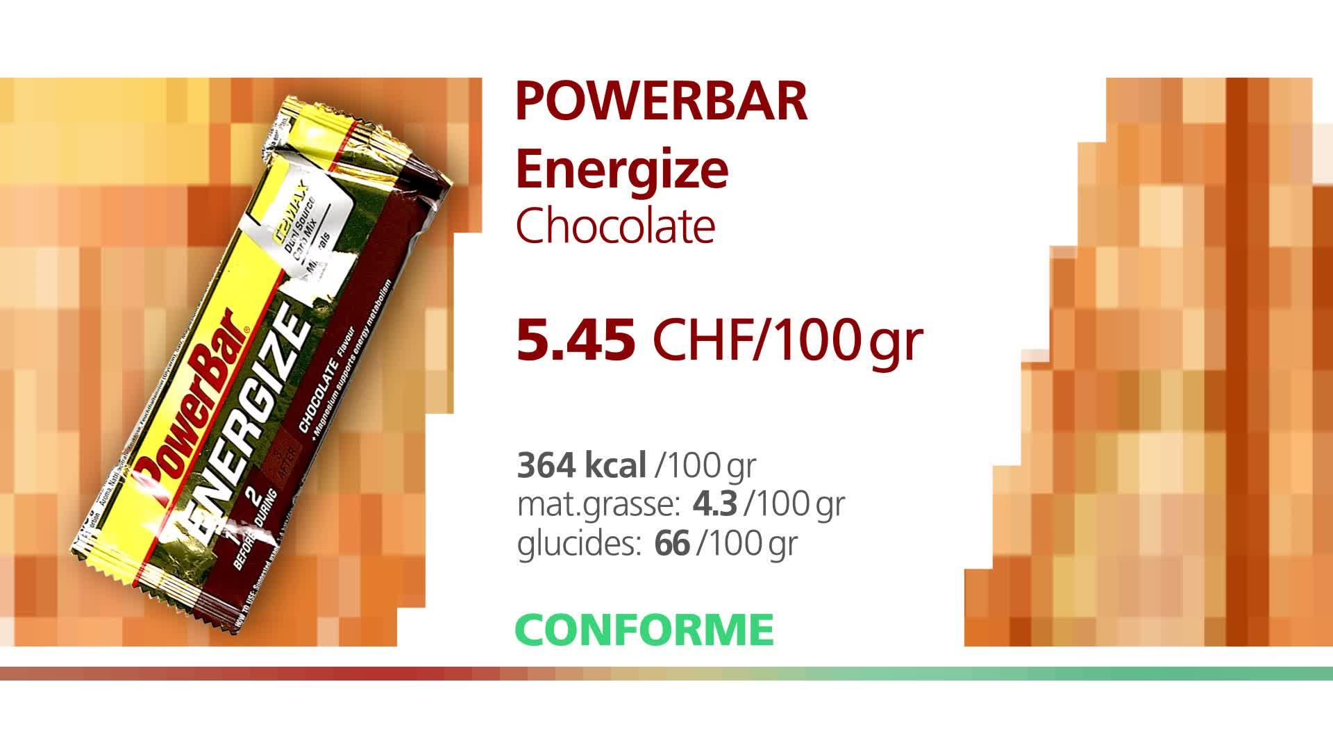La PowerBar Energize Chocolate.