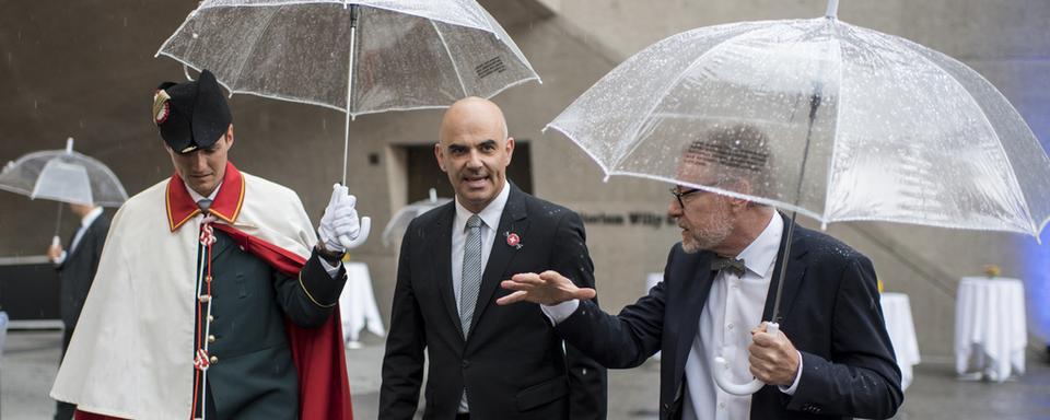 Le conseiller fédéral Alain Berset a participé à l'inauguration de la nouvelle aile du Musée national suisse à Zurich. [Keystone - Ennio Leanza]