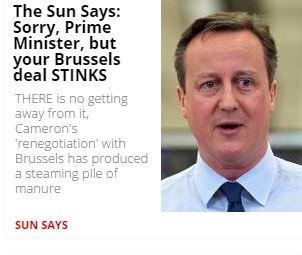 Le Sun n'y va pas pas quatre chemins: "Désolé, Monsieur le Premier ministre, mais votre arrangement avec Bruxelles pue !"