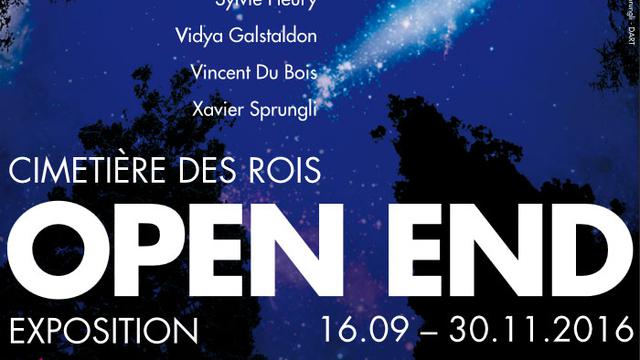 L'affiche de l'exposition "Open End" au cimetière des rois à Genève. [DR]