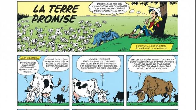 "La Terre promise" est le 117e épisode de la série Lucky Luke. [Editions Dargaud]