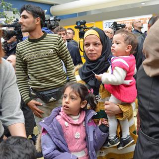 Des réfugiés syriens sont arrivés en Italie par avion. [key - EPA/telenews]