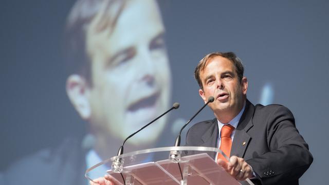 Le président du PDC Gerhard Pfister lors de l'assemblée des délégués à Morschasch (SZ), le 29 octobre 2016. [Keystone - Urs Flüeler]