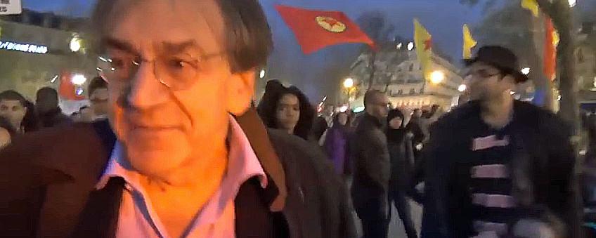 Alain Finkielkraut après son éviction de la Nuit Debout. [YouTube - Cercle des Volontaires]