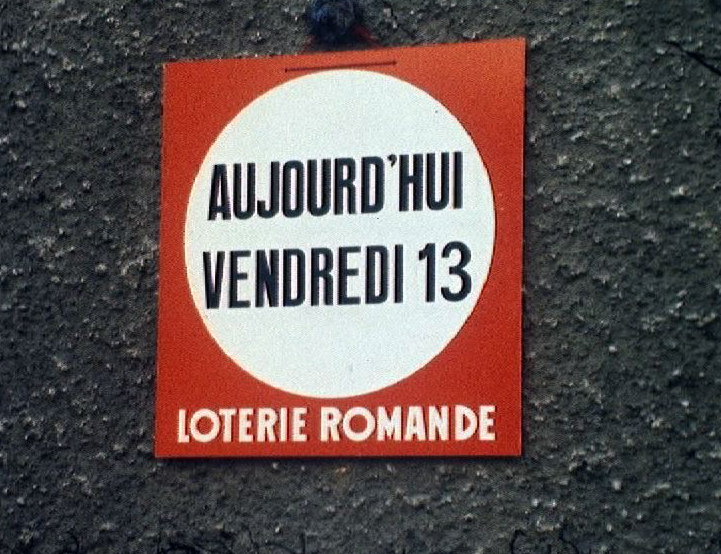 Affiche de la Loterie Romande pour le tirage du vendredi 13 en 1975. [RTS]