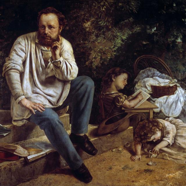 "Portrait de Pierre Joseph Proudhon avec ses enfants en 1853" Peinture de Gustave Courbet. [AFP]