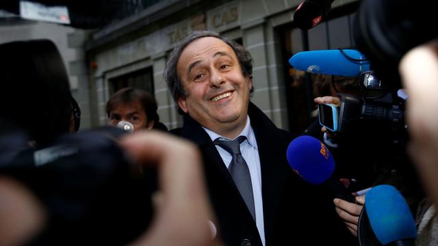 Michel Platini à sa sortie du TAS, lundi 09.05.2016. [Reuters - Denis Balibouse]