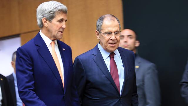 John Kerry et Sergueï Lavrov à Genève ce 26 août. [Reuters - Pierre Albouy]