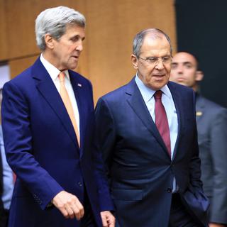 John Kerry et Sergueï Lavrov à Genève ce 26 août. [Reuters - Pierre Albouy]