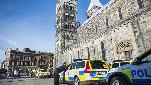 La Suède se prépare à recevoir le pape François, ici devant la cathédrale de Lund, le 30 octobre 2016. [TT News Agency/AFP - Emil Langvad]