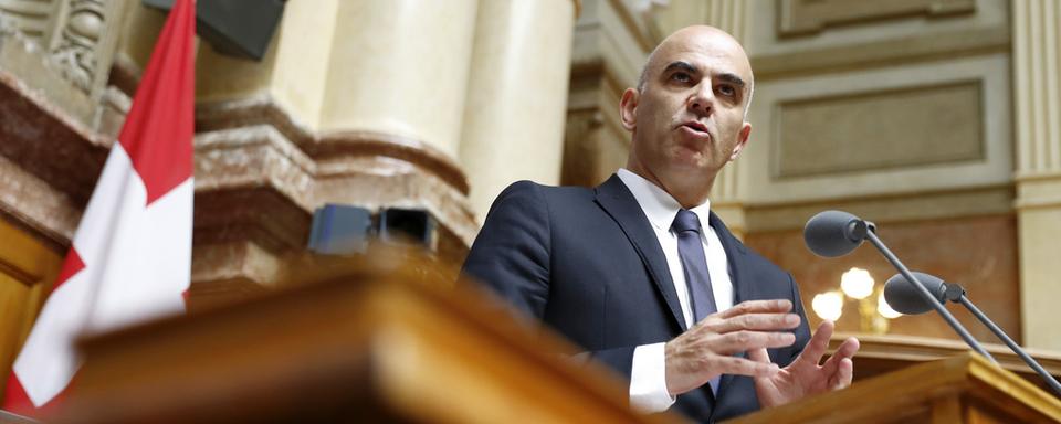 Alain Berset, jeudi matin 29.09.2016 devant le Conseil national. [Keystone - Peter Klaunzer]