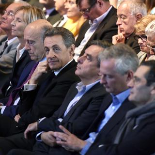 Alain Juppé, Nicolas Sarkozy, François fillon et Bruno Le Maire sont les quatre principaux candidats à la primaire de la droite et du centre en France. [AFP - Dominique Faget]