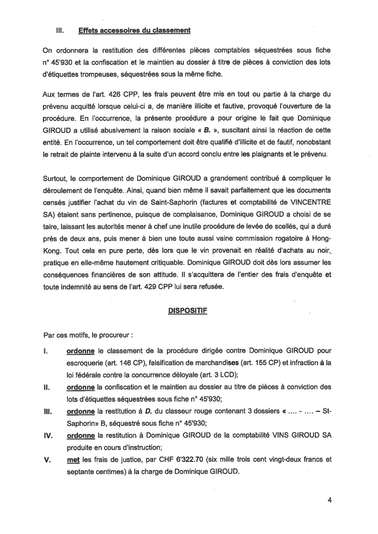 Ordonnance de classement, page 4