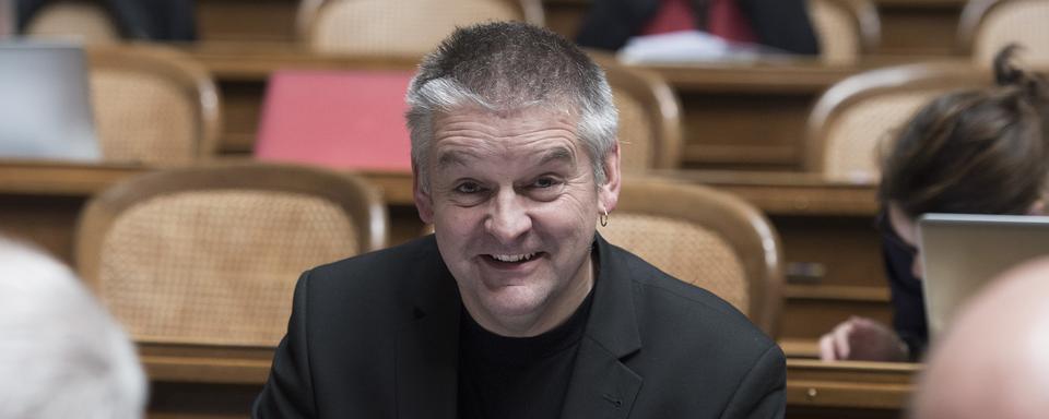 Denis de la Reussille, conseiller national POP neuchâtelois et président du Locle. [Keystone - Lukas Lehmann]