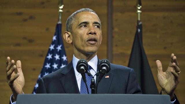 Barack Obama, lundi matin à Hanovre. [AFP - Jim Watson]