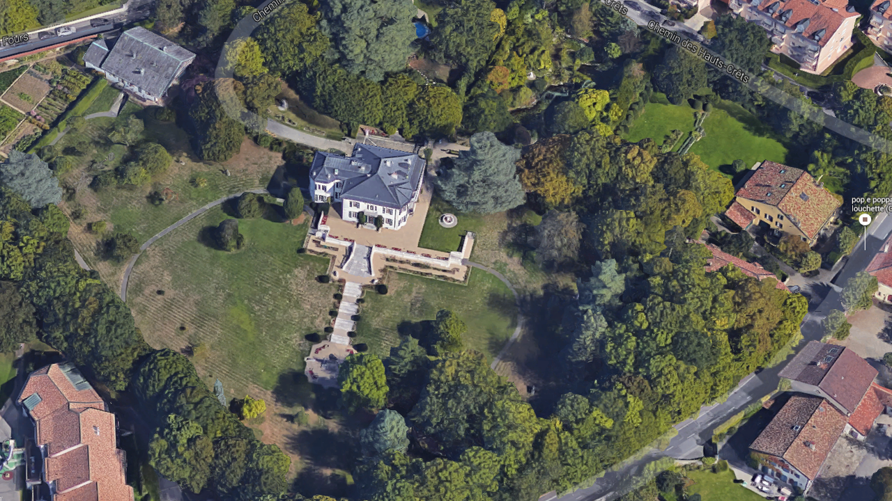 Cette villa se trouvant au Chemin des Fours, à Cologny, a été cédée pour 62 millions de francs à la commune. [Google Maps - DR]