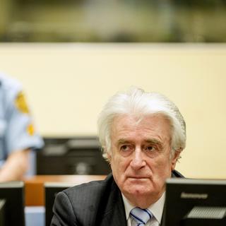 L'ancien chef politique des Serbes de Bosnie Radovan Karadzic jeudi 24 mars à La Haye. [Robin van Lonkhuijsen]