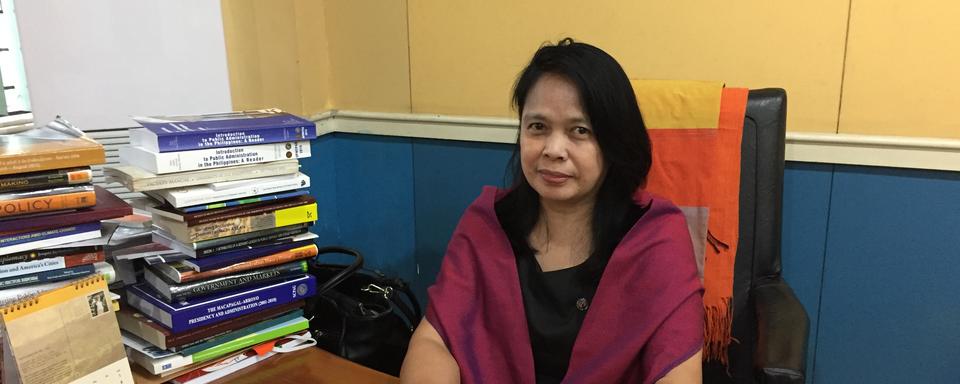 Fe Mendoza, doyenne de la Faculté d'administration publique et de gouvernance à l'Université des Philippines. [RTS - Raphaël Grand]