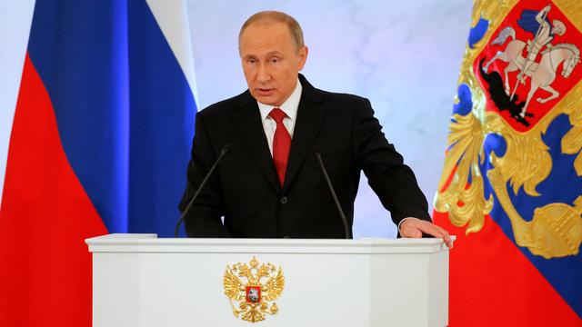 Vladimir Poutine, lors de son message à la nation du 1er décembre. [Maxim Shemetov]