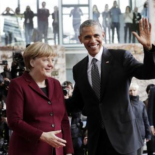 Angela Merkel et Barack Obama vendredi matin à Berlin. [AP/Keystone - Markus Schreiber]