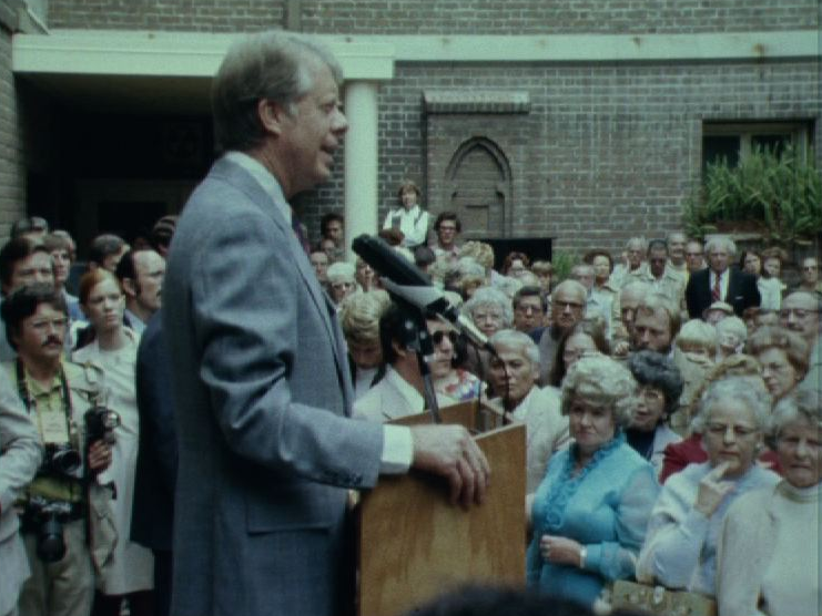 Jimmy Carter en campagne électorale en 1976. [RTS]