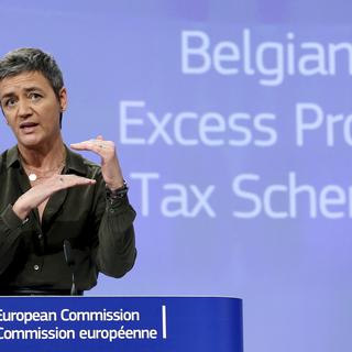 La commissaire européenne à la concurrence, Margrethe Vestager, s'est exprimée à Bruxelles pour "s'attaquer" au régime fiscal belge. [Francois Lenoir]