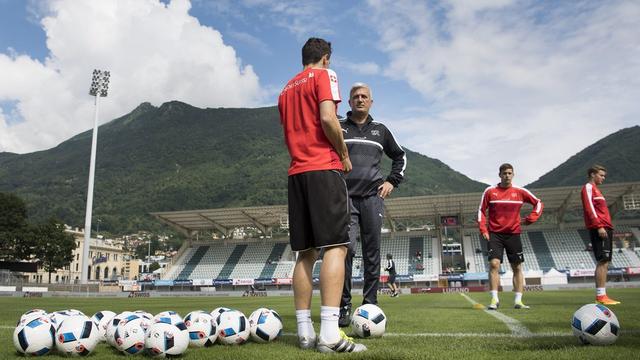 Comme mercredi, les cieux ont été cléments lors de l'entraînement de l'équipe de Suisse. [Jean-Christophe Bott]