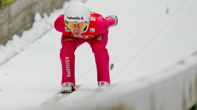 Simon Ammann à Bischofshofen, mardi 05.01.2015. [EPA/Keystone - Daniel Karmann]