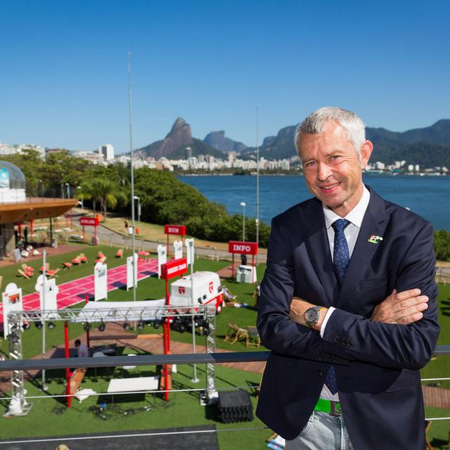 Nicolas Bideau à la Maison de la Suisse à Rio de Janeiro, le 28 juillet 2016. [Keystone - Présence suisse]