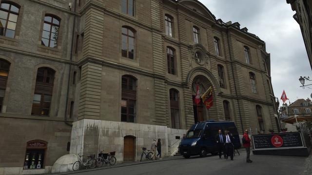 Le Palais de justice en vieille-ville de Genève jeudi. [RTS]