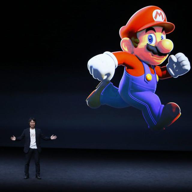 Shigeru Miyamoto, le créateur de la franchise Super Mario, lors de la Keynote d'Apple [EPA - Keystone - Monica Davey]