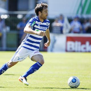 Le joueur du Lausanne-Sport Andrea Maccoppi lors d'un match contre le Lancy FC, le 14 août 2016 à Genève. [Keystone - Salvatore Di Nolfi]