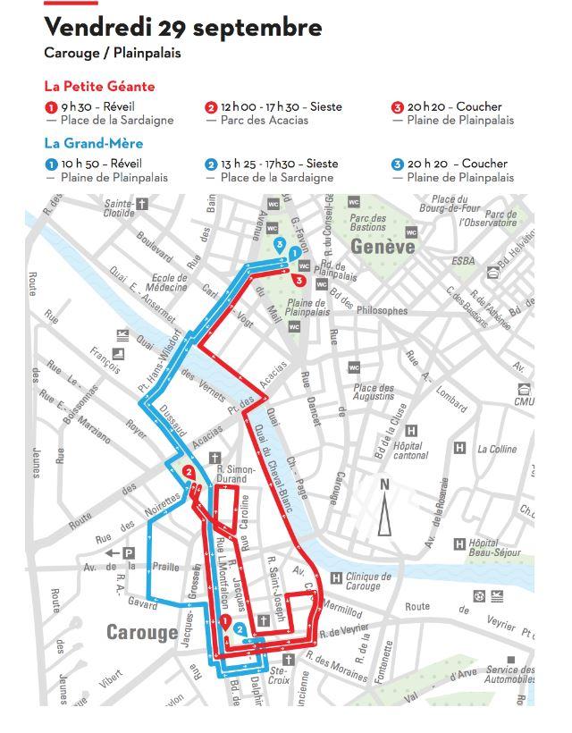 Parcours de la Saga des géants du vendredi 29 septembre. [Royal de Luxe]