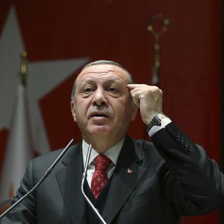 Le président turc Recep Tayyip Erdogan devant son parti à Ankara, le 17 novembre 2017. [Keystone - pool photo]