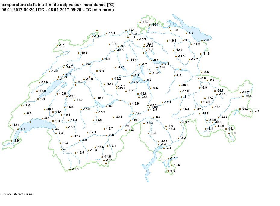 Les relevés de MétéoSuisse.