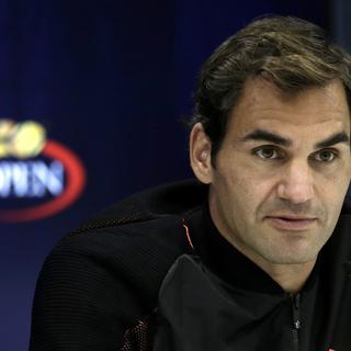 Roger Federer en conférence de presse samedi 26.08.2017 à New York. [EPA/Keystone - Peter Foley]