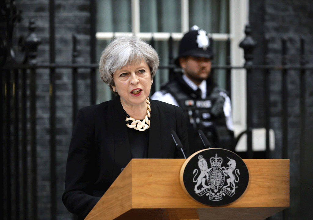 Theresa May après l'attaque de Londres. [Reuters - Kevin Coombs]