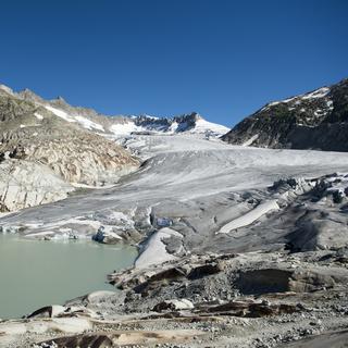 Vue sur le glacier du Rhône (photo prétexte). [Keystone - Urs Flueeler]