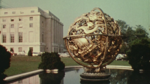 Le Palais des Nations Unies à Genève en 1980. [RTS]