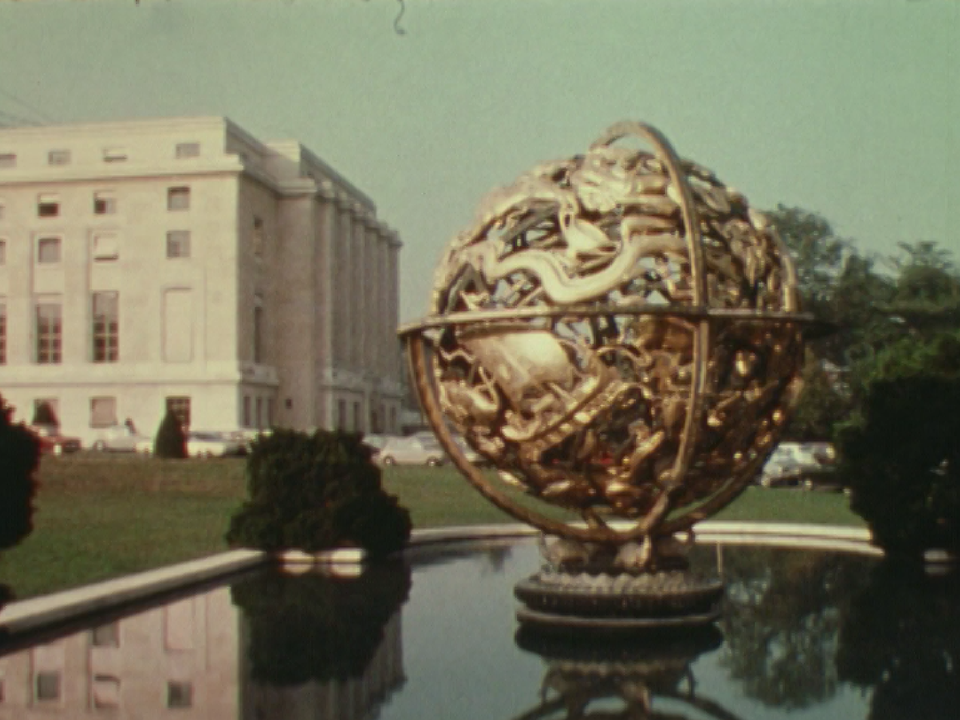 Le Palais des Nations Unies à Genève en 1980. [RTS]
