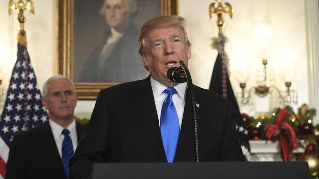 Le président américain Donald Trump lors de son allocution. [AFP - Saul Loeb]