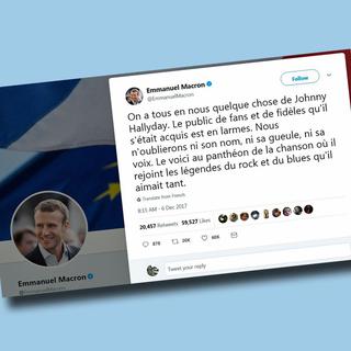 Le tweet du président français après l'annonce du décès de Johnny Hallyday. [DR]