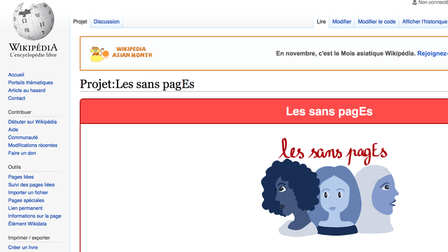 La page Wikipédia de "Les sans pagEs". [Wikipédia]