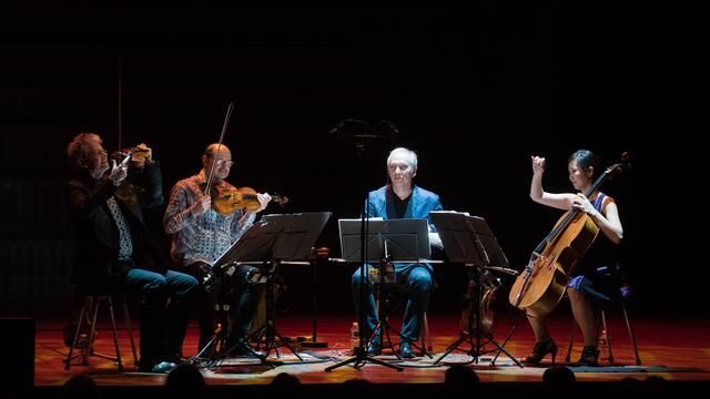 Le Kronos Quartet sur la scène du Victoria Hall, à Genève, le 18 février 2017. [Antigel/François Blin]