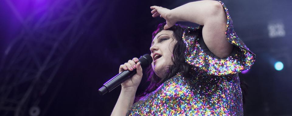 La chanteuse américaine Beth Ditto, ici à l'Openair de St-Gall, le 1e juillet 2017. [Keystone - Ennio Leanza]