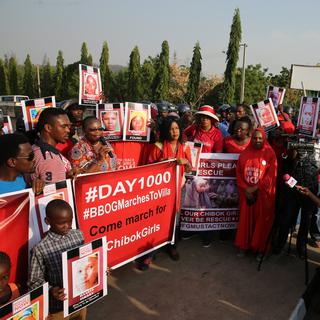 Les familles des lycéennes ont manifesté à de nombreuses reprises pour le retour de leurs proches, comme ici, le 8 janvier 2017 dans la capitale du Nigéria, Abuja. [REUTERS - Afolabi Sotunde]