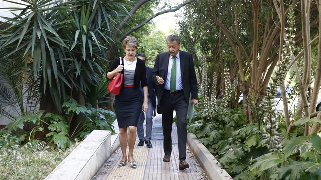 La conseillère fédérale Simonetta Sommaruga, mardi durant sa visite à Athènes. [KEYSTONE - Peter Klaunzer]