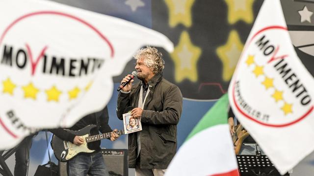 Beppe Grillo lors de la clôture du congrès du Mouvement 5 Etoiles à Rimini, le 24 septembre 2017. [Keystone - Filippo Pruccoli/ANSA via AP]