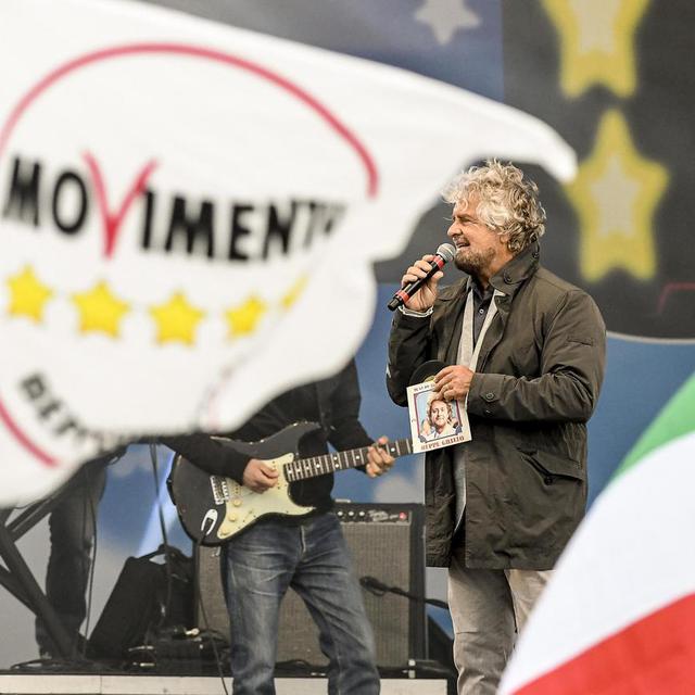 Beppe Grillo lors de la clôture du congrès du Mouvement 5 Etoiles à Rimini, le 24 septembre 2017. [Keystone - Filippo Pruccoli/ANSA via AP]